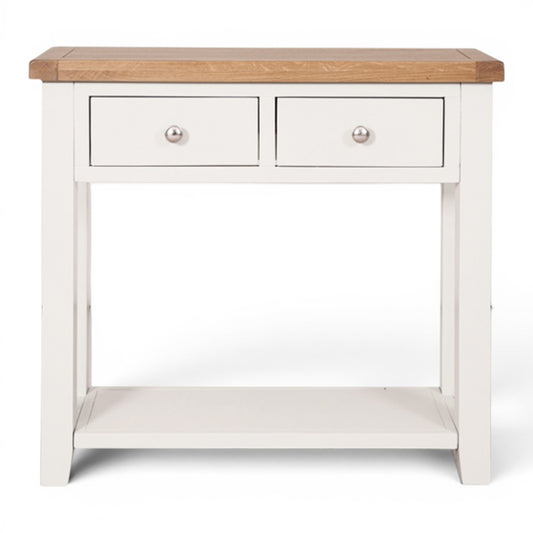 Marlowe White Oak 2 Drawer Console Table