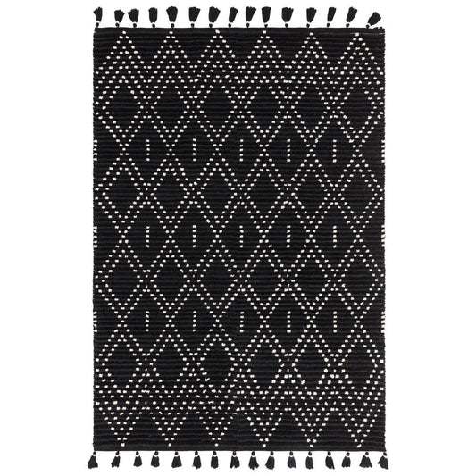 Black/Cream Diamond Rug Nepal Rug - 200cm x 290cm