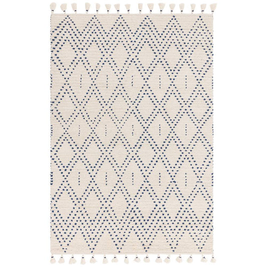 Cream/Blue Diamond Rug Nepal Rug - 200cm x 290cm