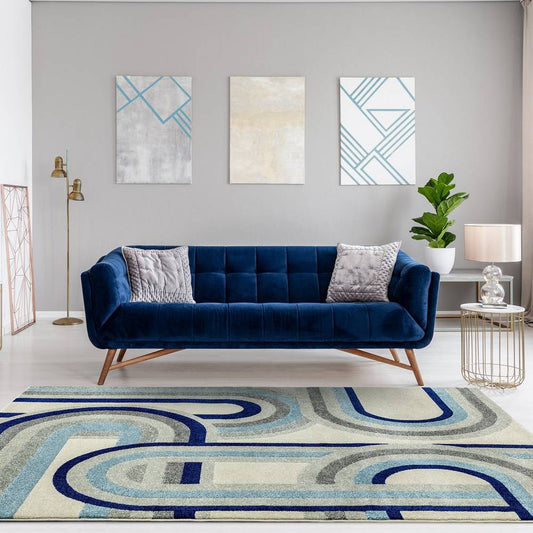 Retro Blue Rug NV30 Nova Rug - 200cm x 290cm