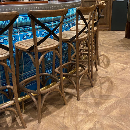 Oyster Oak Cross Back Barstool - Pieces For Places