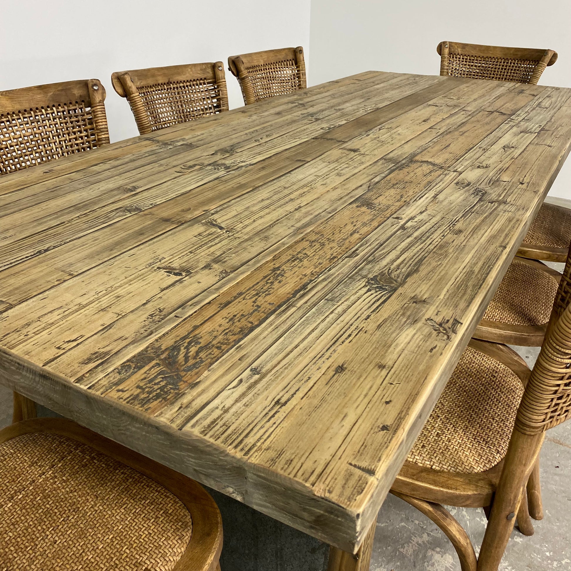 Oyster Reclaimed Pine 220cm Dining Table & Chairs - Pieces For Places