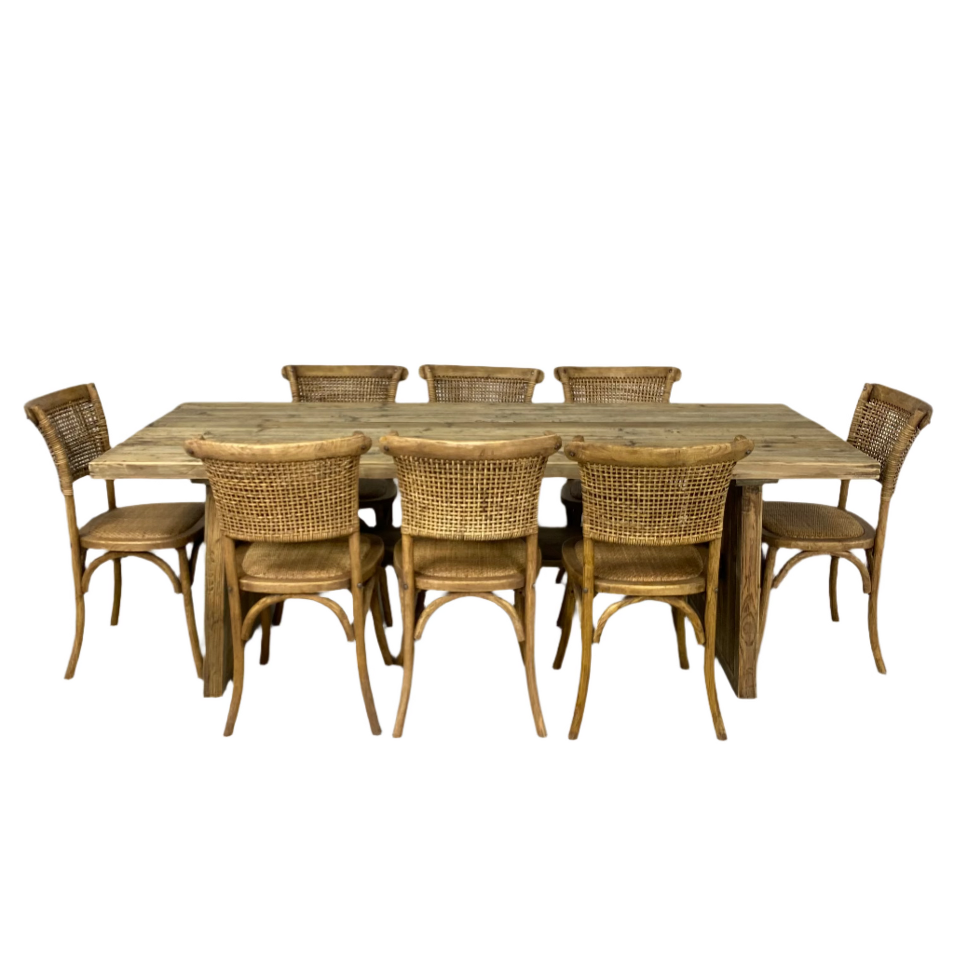 Oyster Reclaimed Pine 220cm Dining Table & Chairs - Pieces For Places