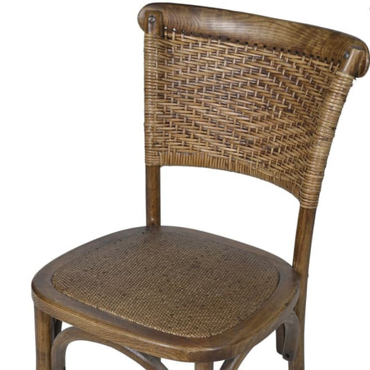 Dark Elm Rattan Back Dining Chair