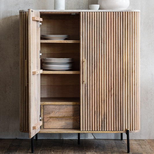 Reed Mango Wood & Marble Highboard