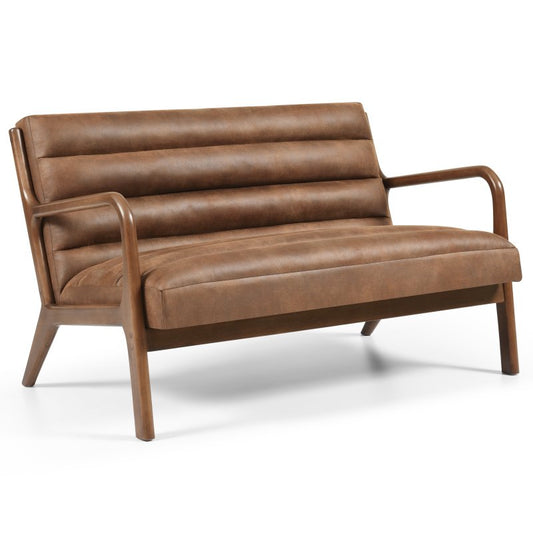 Iris 2 Seater Armchair in Brown PU Leather - Pieces For Places