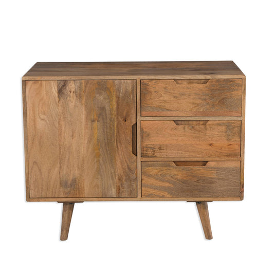 Sharif Mango Wood Small 1 Door 3 Drawer Sideboard - Pieces For Places