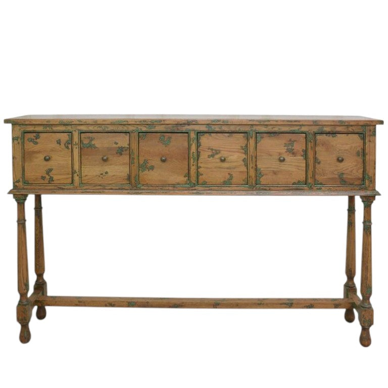 Thames Oak 6 Drawer Narrow Console Table - Pieces For Places