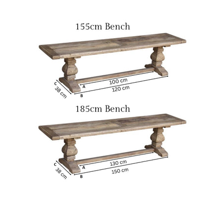 Oyster Old Elm Dining Bench - 2 Sizes