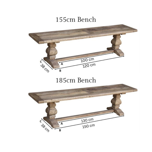 Oyster Old Elm Dining Bench - 2 Sizes