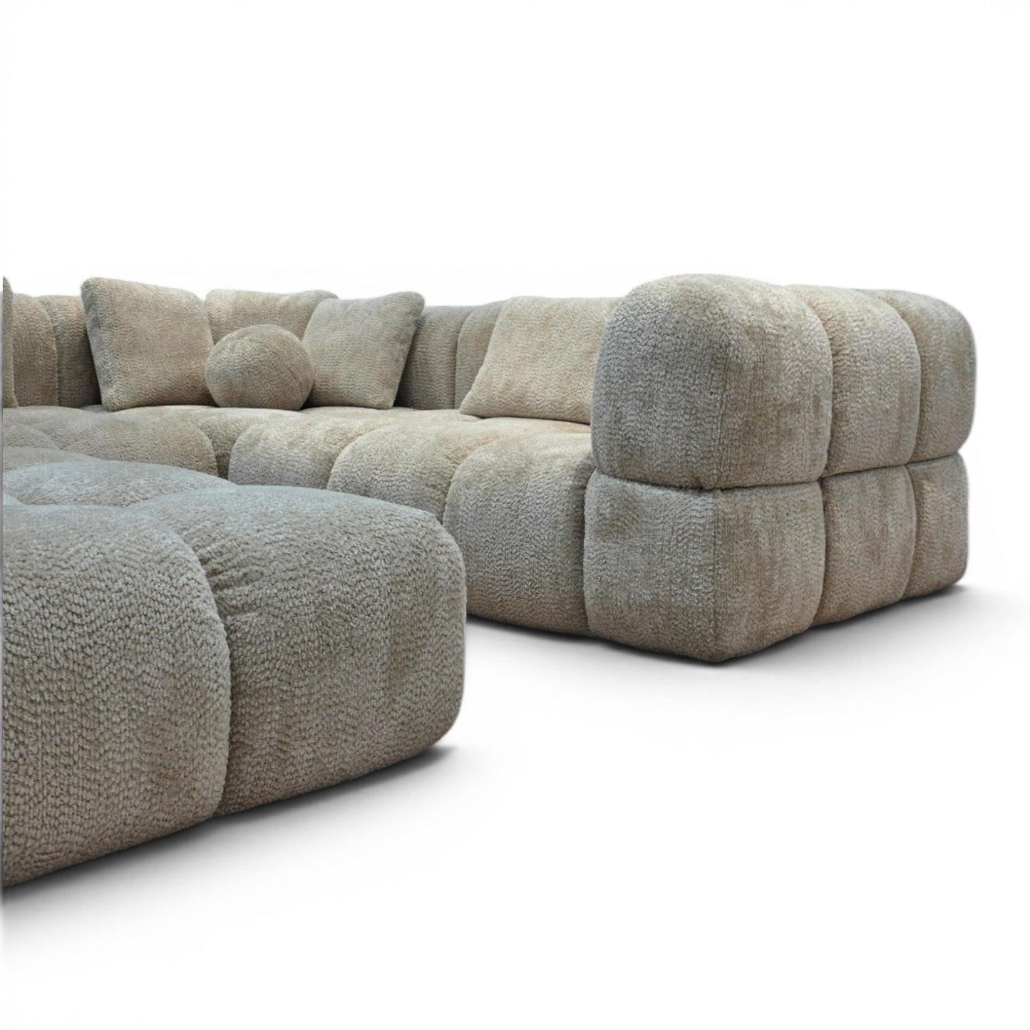 Beige Bubble Corner Sofa & Footstool - Ex Display