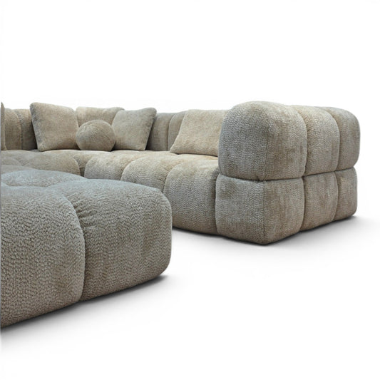 Beige Bubble Corner Sofa & Footstool - Ex Display