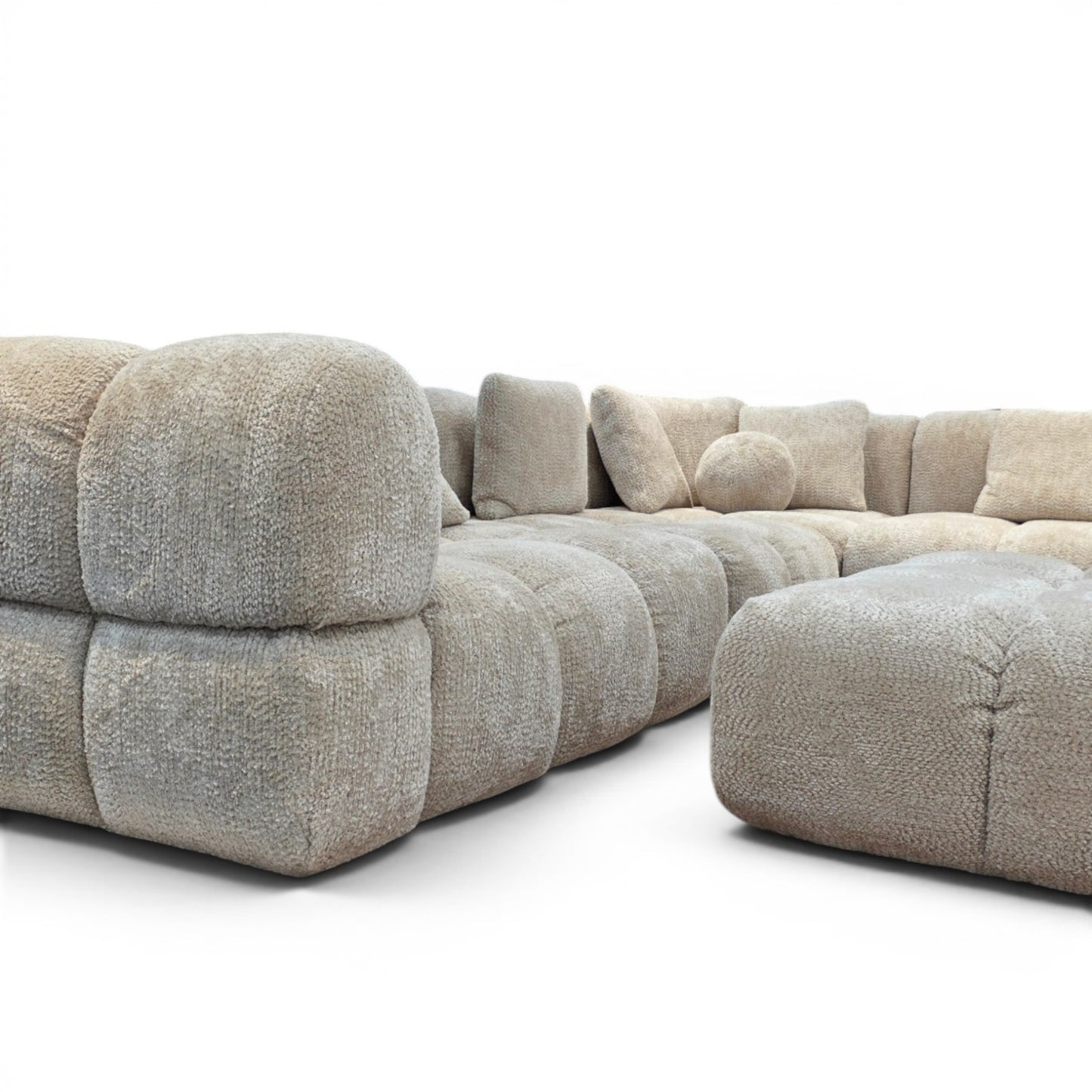 Beige Bubble Corner Sofa & Footstool - Ex Display