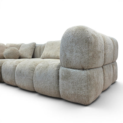 Beige Bubble Corner Sofa & Footstool - Ex Display