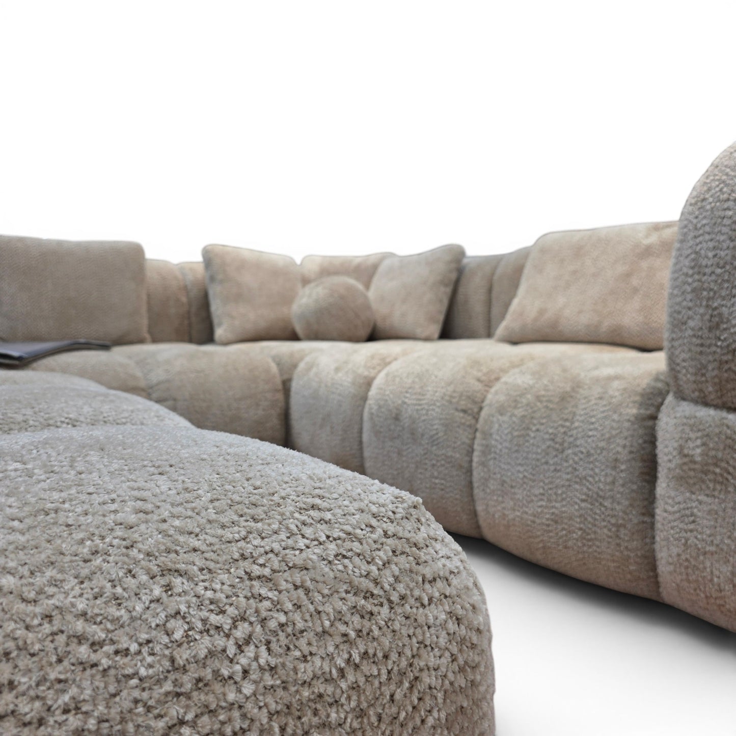 Beige Bubble Corner Sofa & Footstool - Ex Display