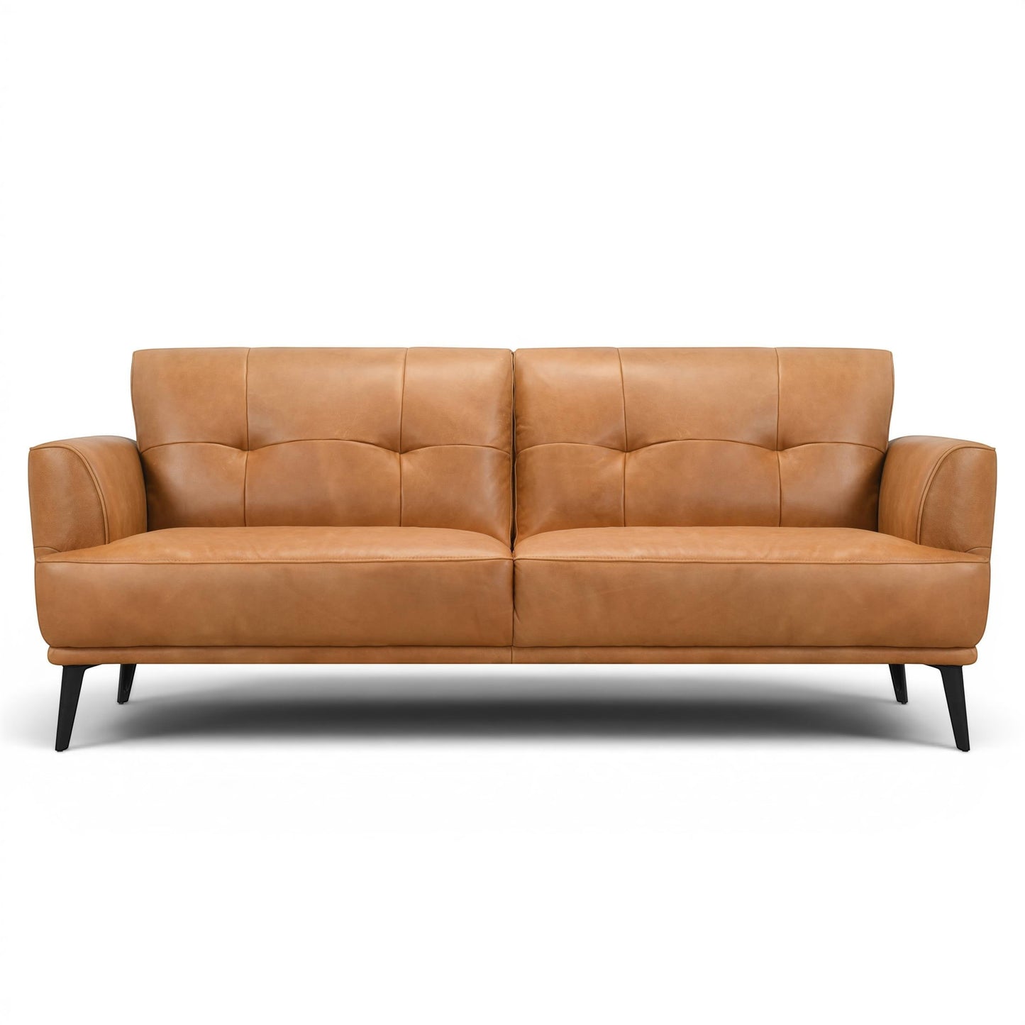Jia 3 Seater Tan Leather Sofa - Pieces For Places