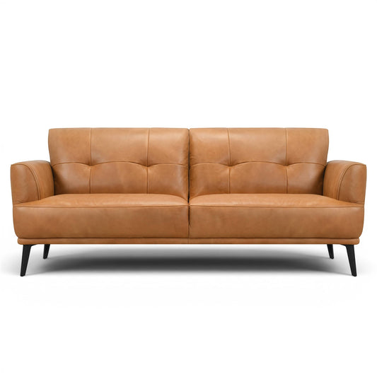 Jia 3 Seater Tan Leather Sofa - Pieces For Places