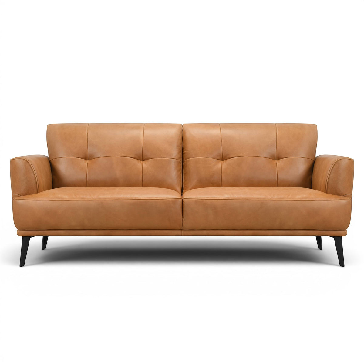 Jia 3 Seater Tan Leather Sofa - Ex Display