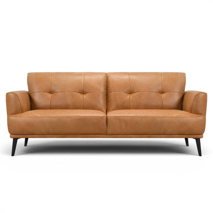 Jia 3 Seater Tan Leather Sofa - Ex Display