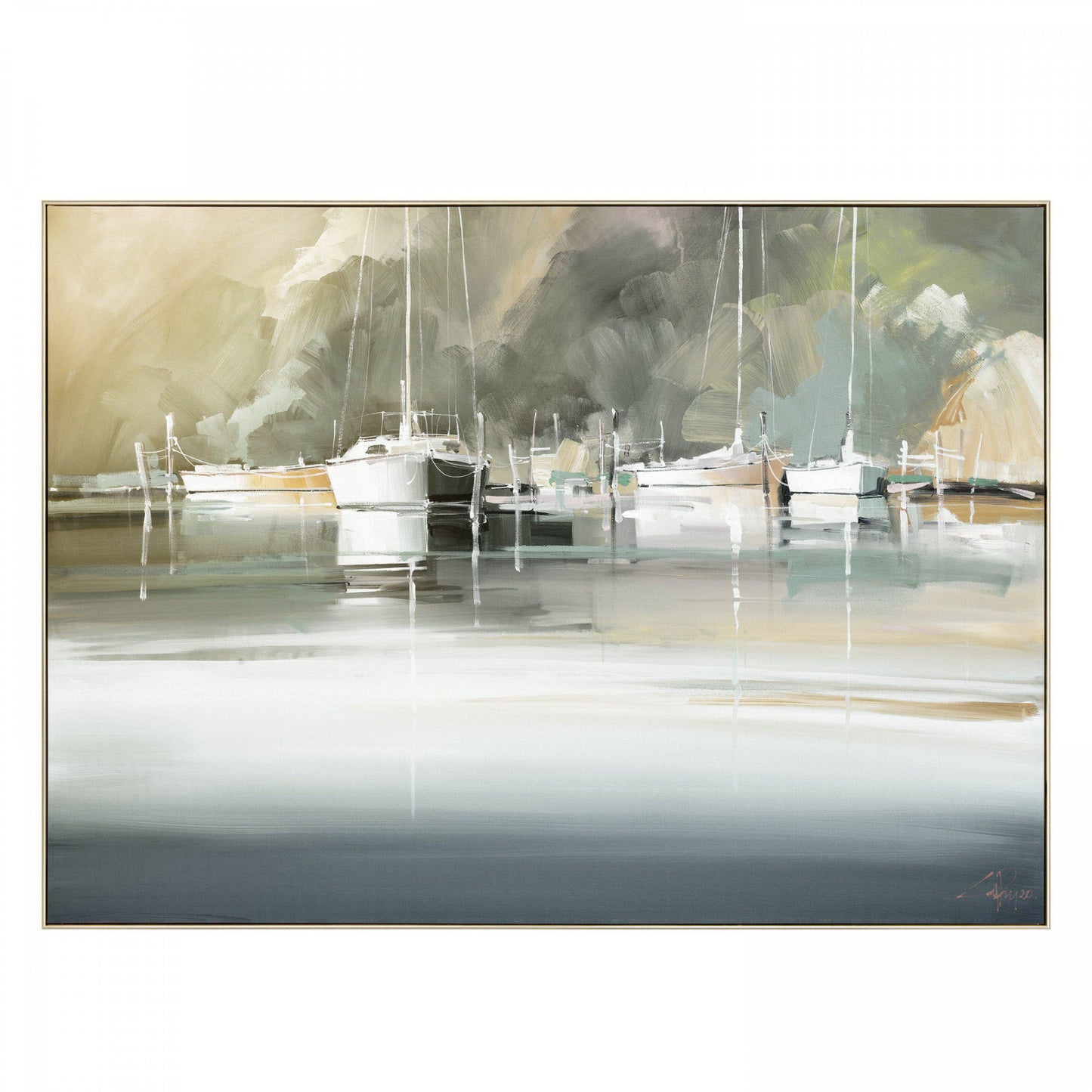 Marina Morning Framed Canvas