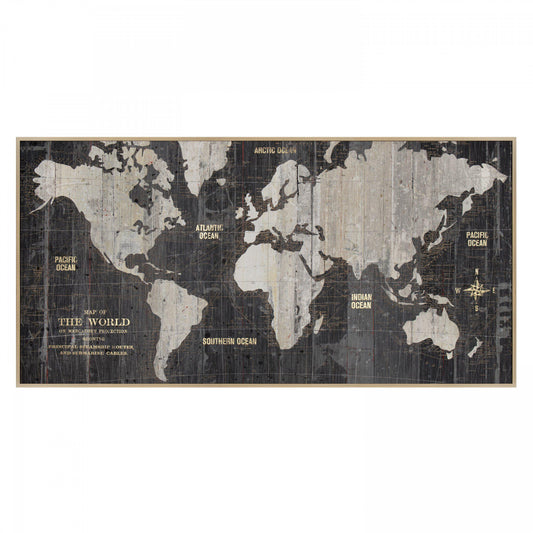 World Traveller Map Framed Canvas