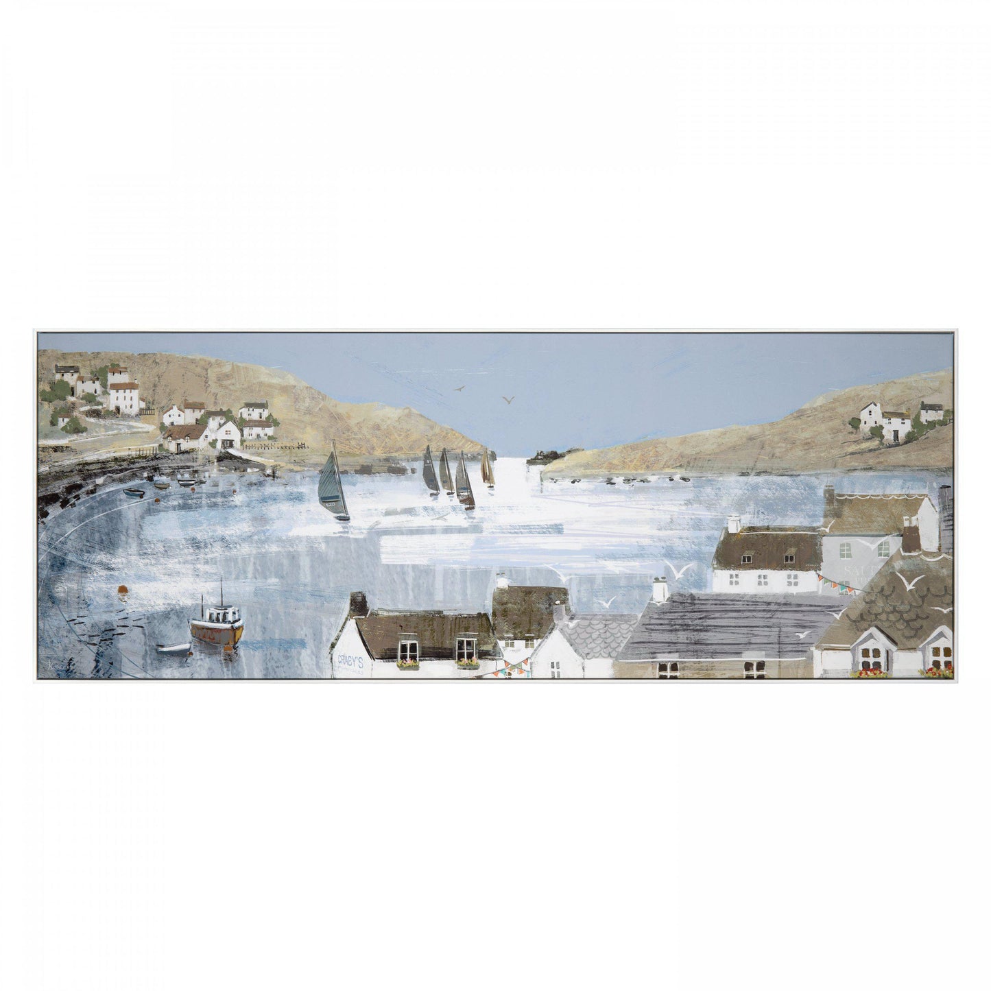 Blue Bay View Framed Canvas