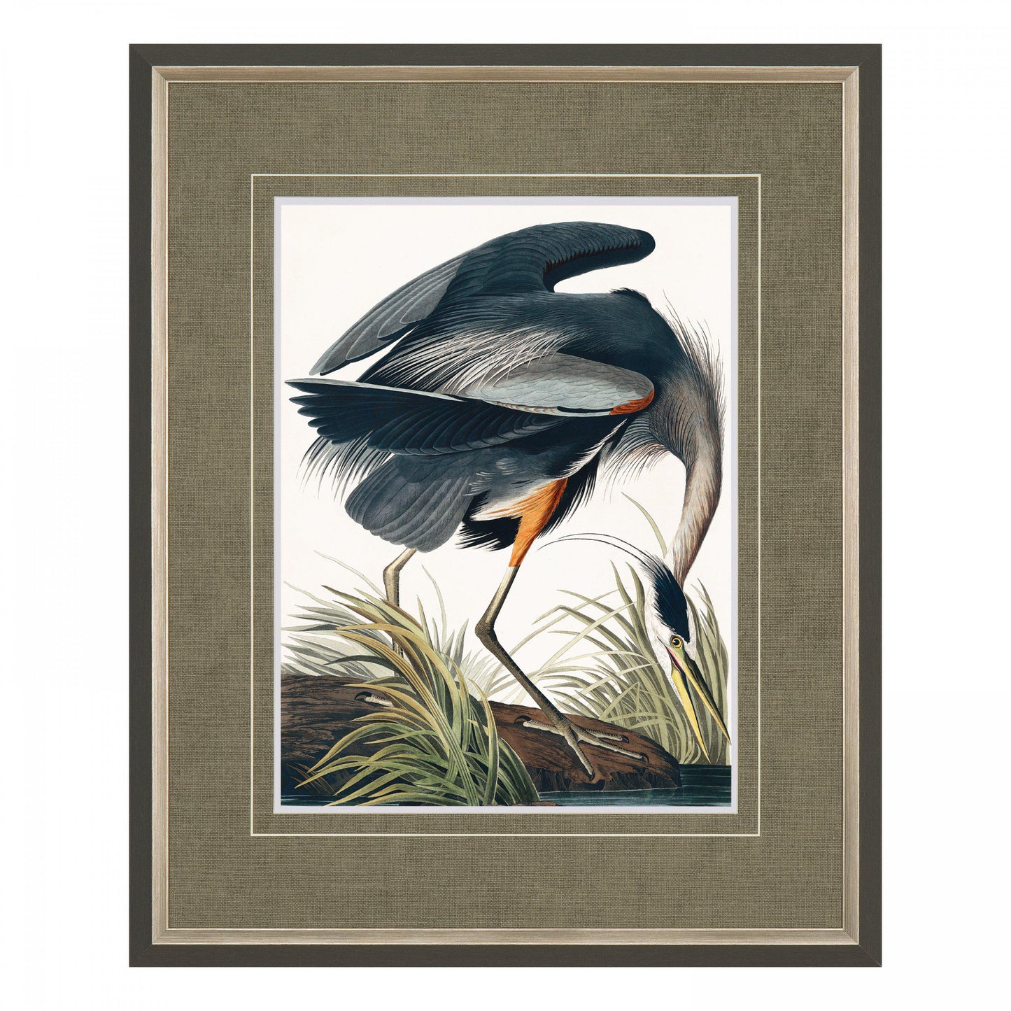 Vintage Blue Heron Small Framed Art