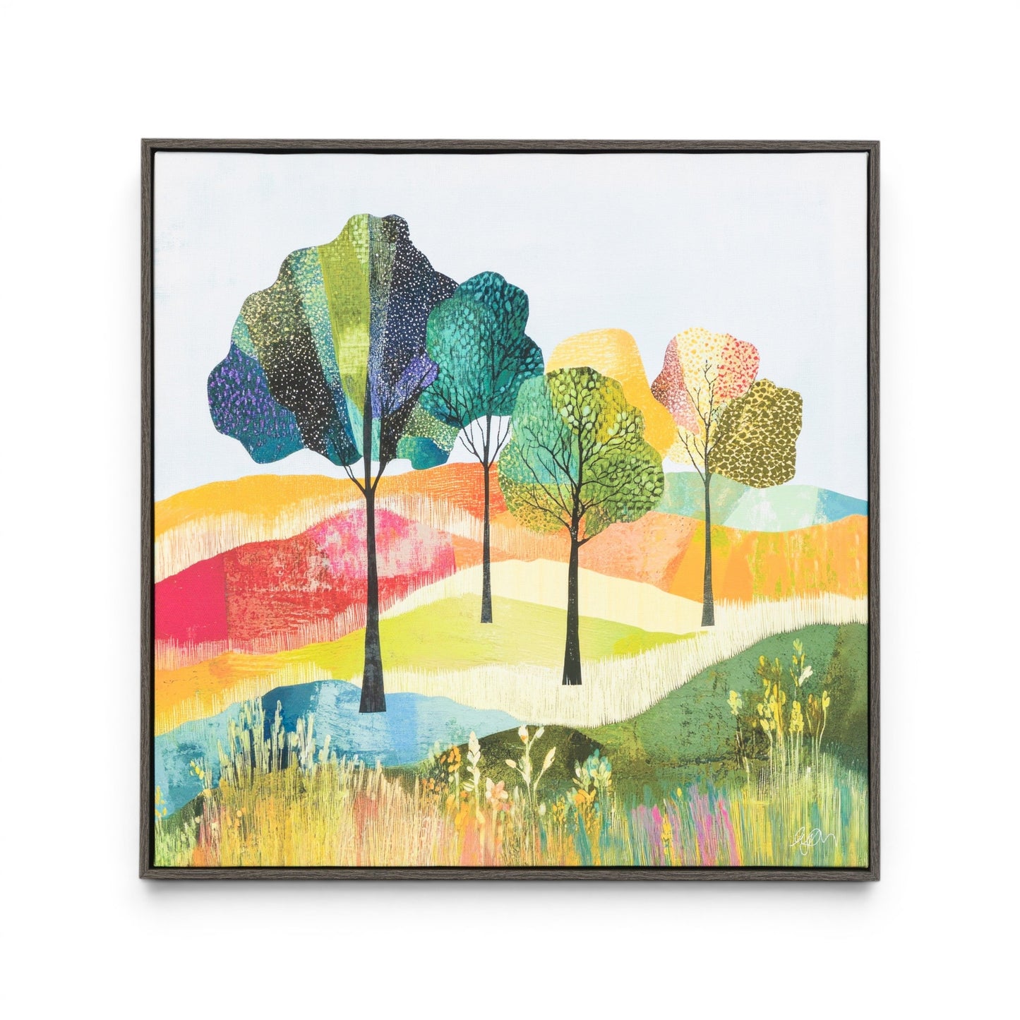 Vibrant Fields Framed Canvas