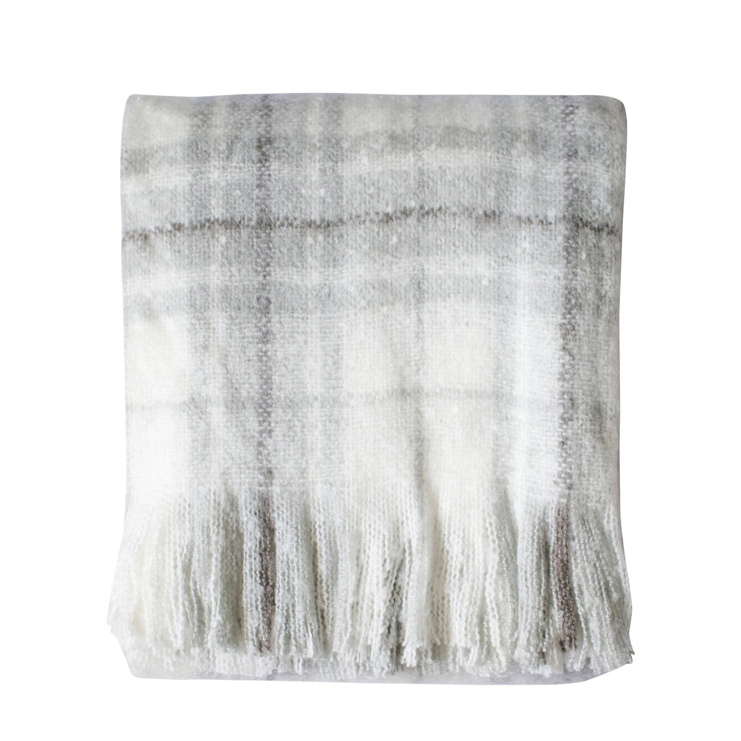 Check Faux Mohair Throw Grey