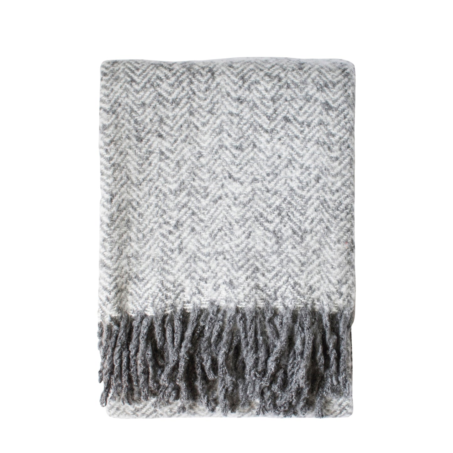 Herringbone Faux Mohair Throw Grey