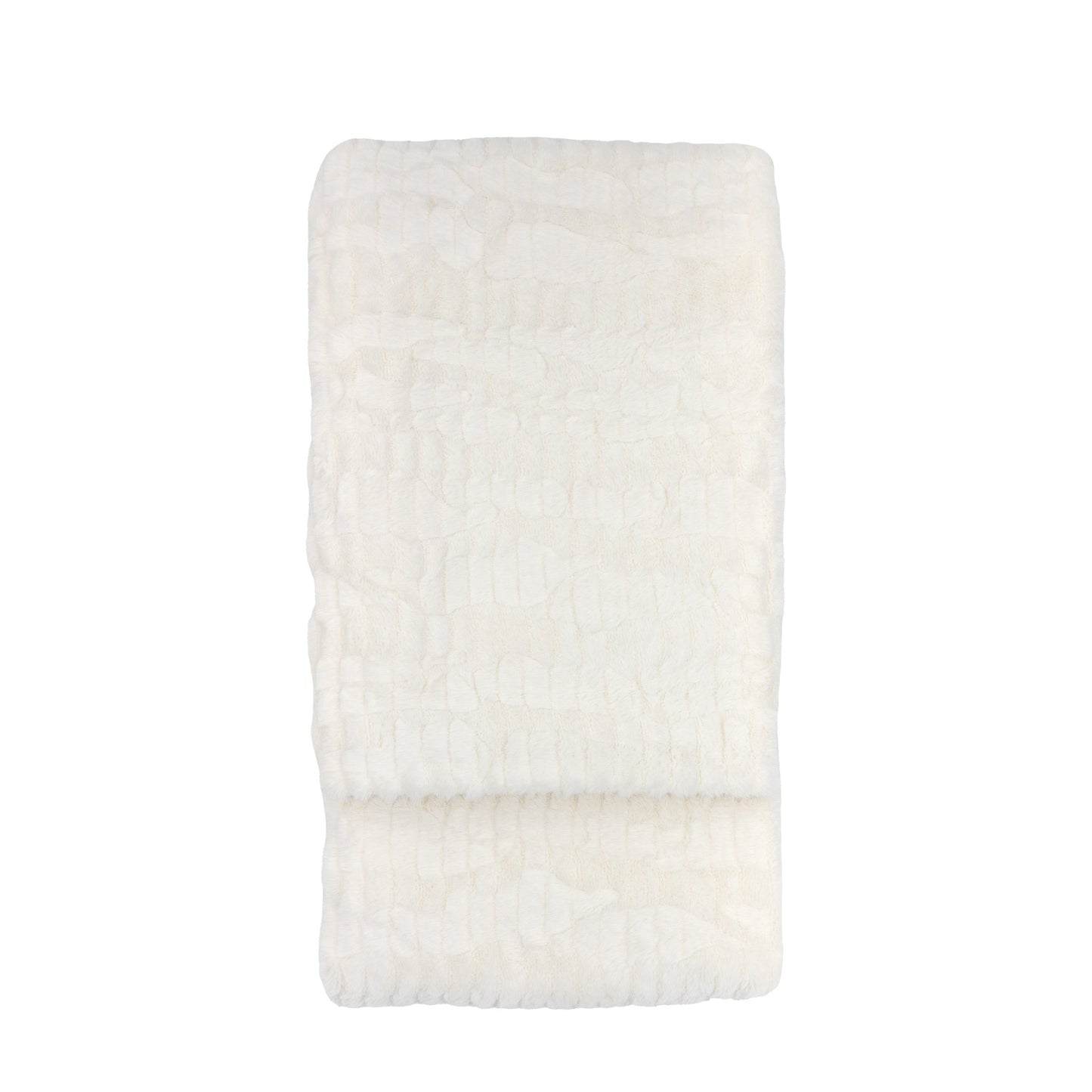 Textured Rabbit Faux Fur Throw Cream