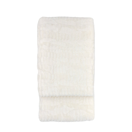 Textured Rabbit Faux Fur Throw Cream