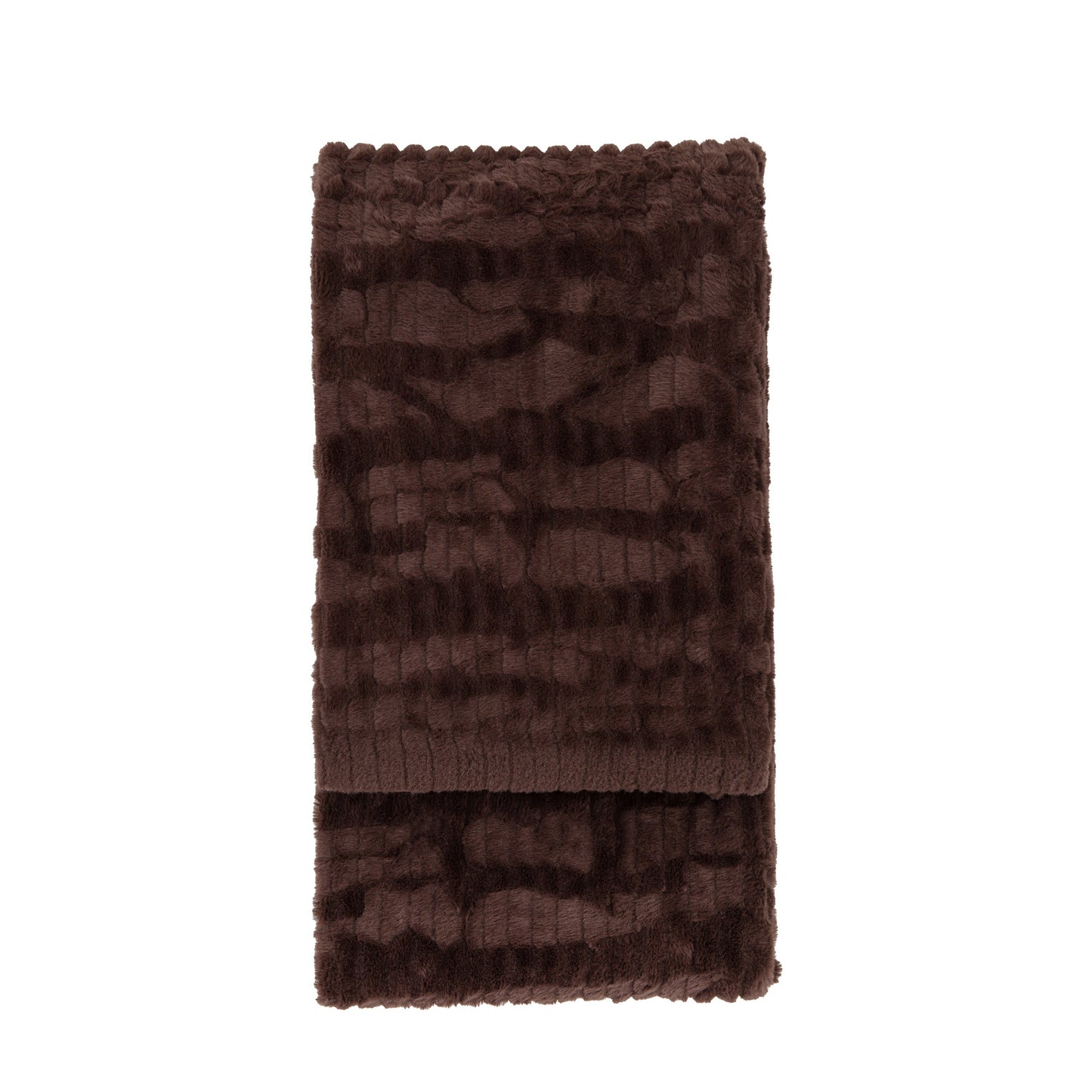 Textured Rabbit Faux Fur Throw Brown