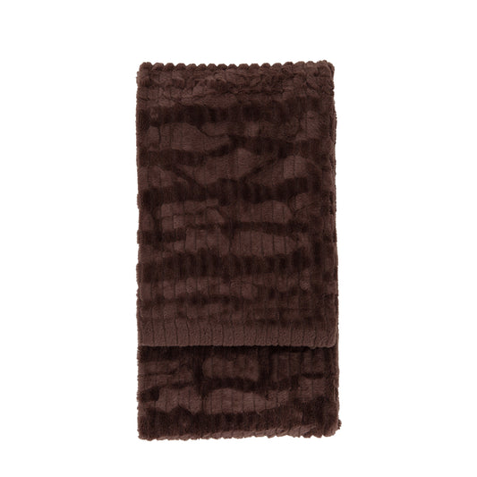 Textured Rabbit Faux Fur Throw Brown