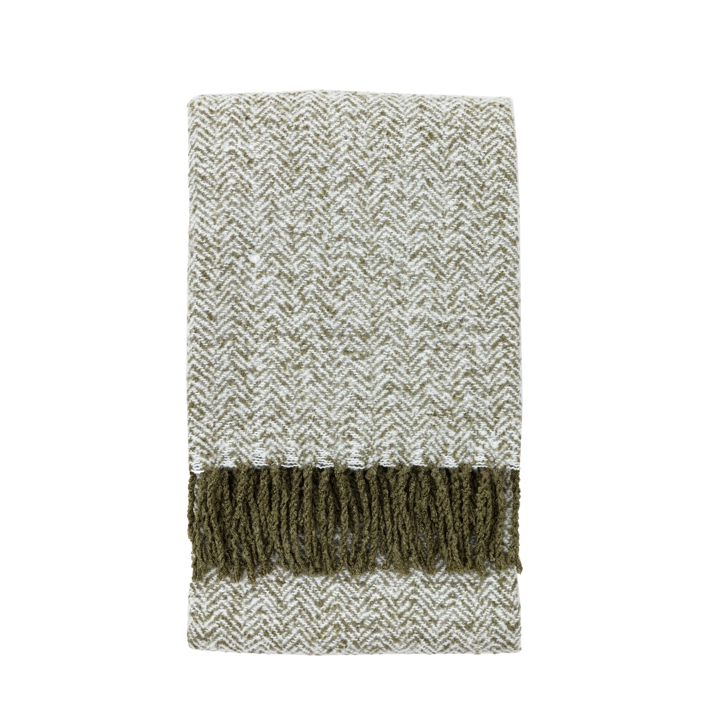 Herringbone Faux Mohair Throw Olive
