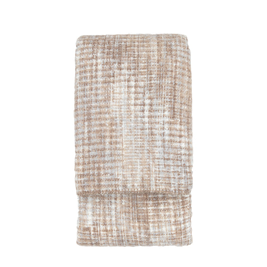 Woven Natural Faux Mohair Sherpa Throw