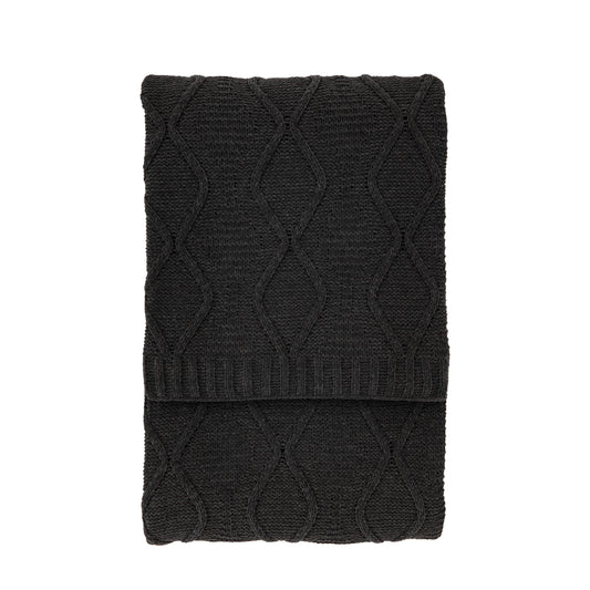 Chenille Cable Throw Grey