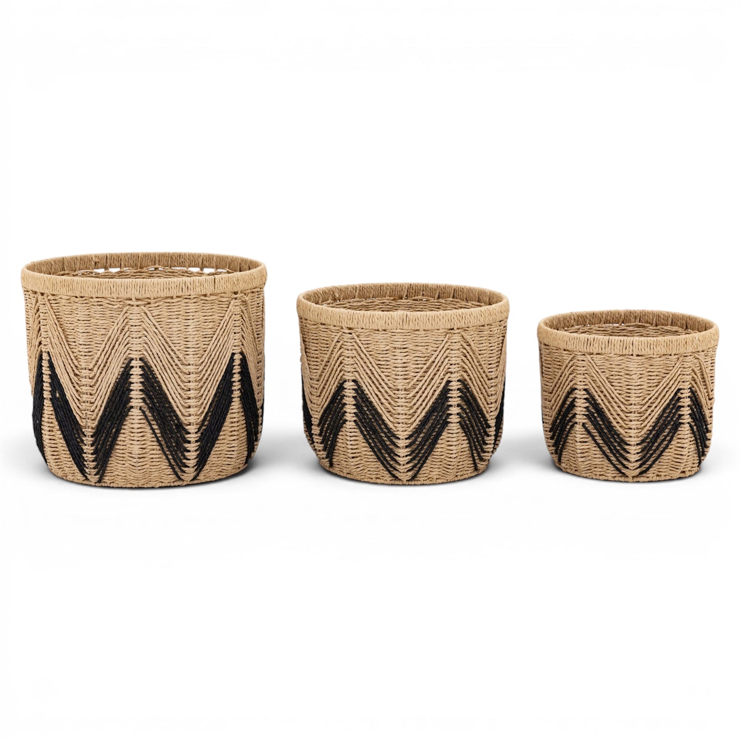 Cameroon Baskets Natural & Black Set of 3