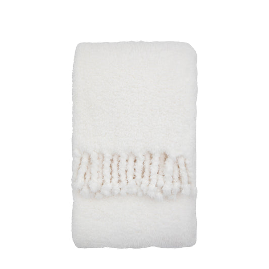 Plain Fringe Teddy Throw Natural
