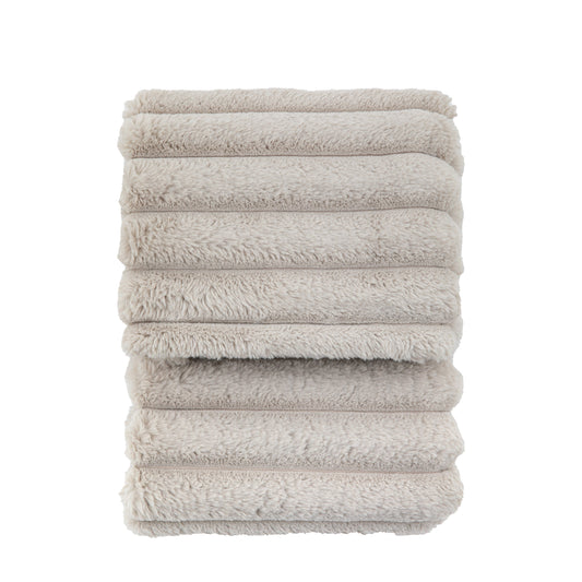 Ribbed Faux Fur Throw Natural