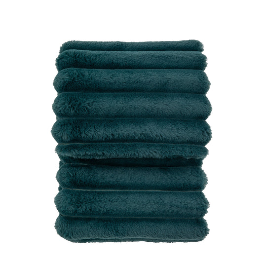 Ribbed Faux Fur Throw Teal