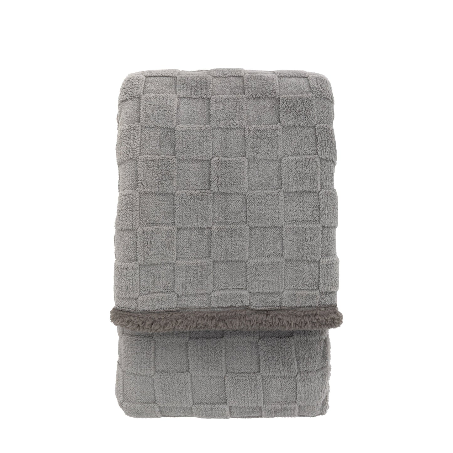 Oakley Checked Sherpa Throw Grey