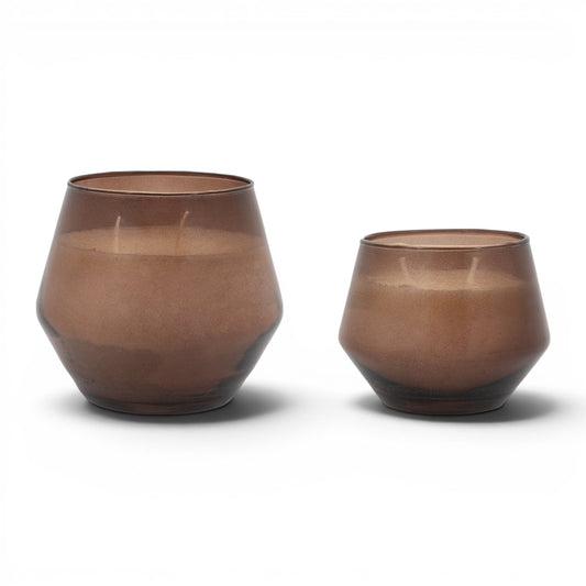 Glass Filled Candle Brown Oud Rose 2pk