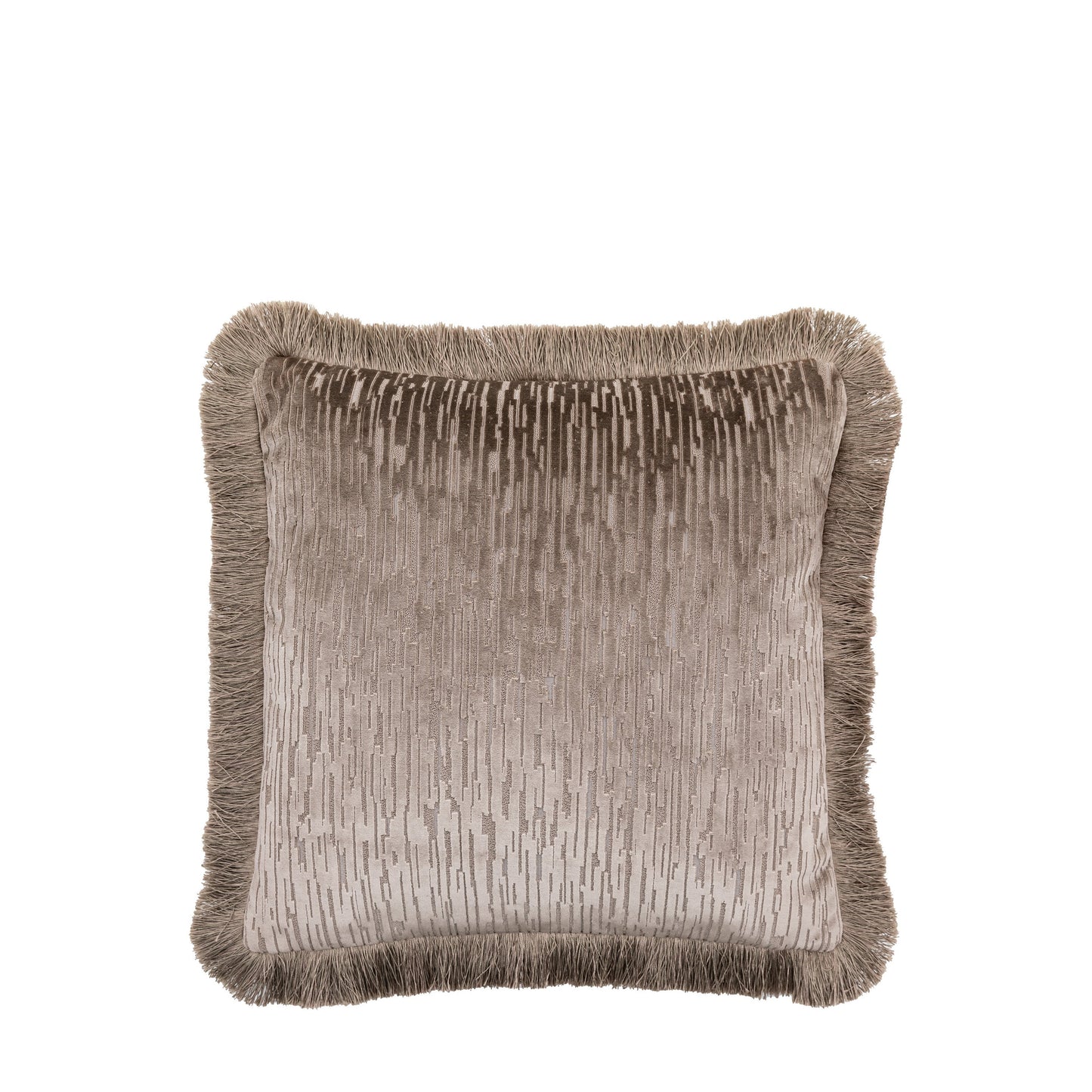 Cut Velvet Fringe Cushion Silver