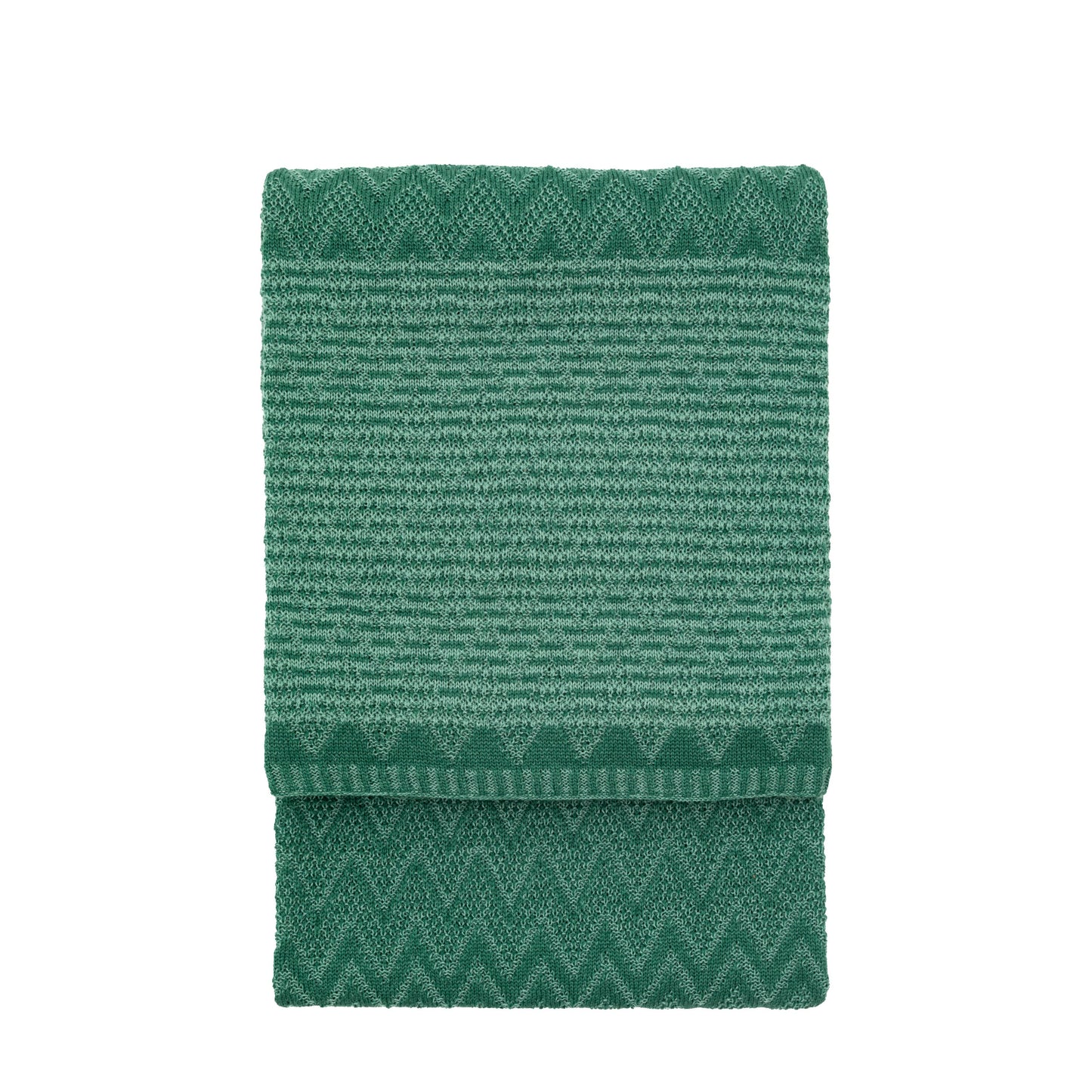 Nalu Knitted Herringbone Throw Green