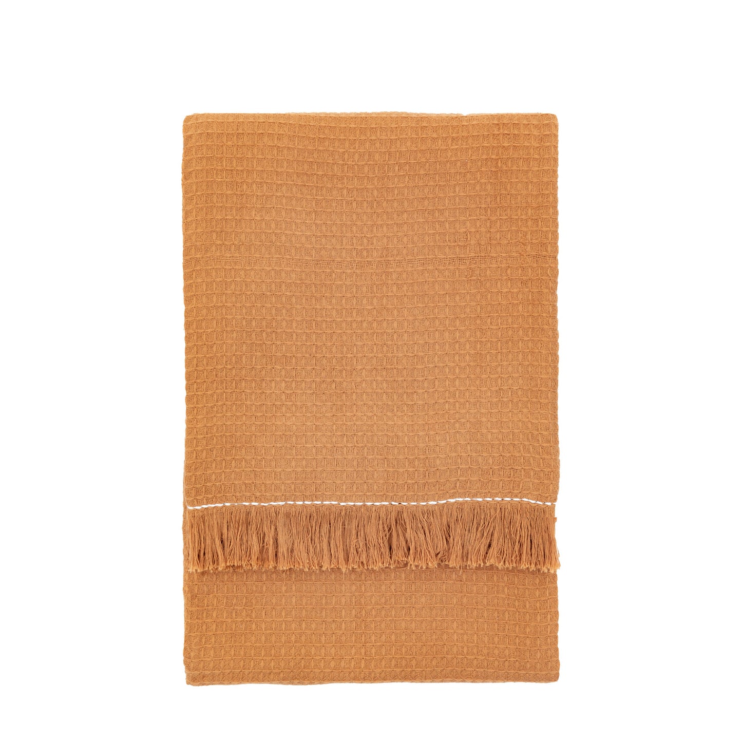 Stitched Border Waffle Throw Apricot