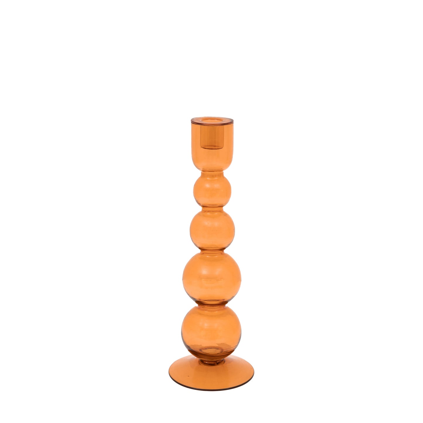 Villena Glass Taper Candlestick Amber