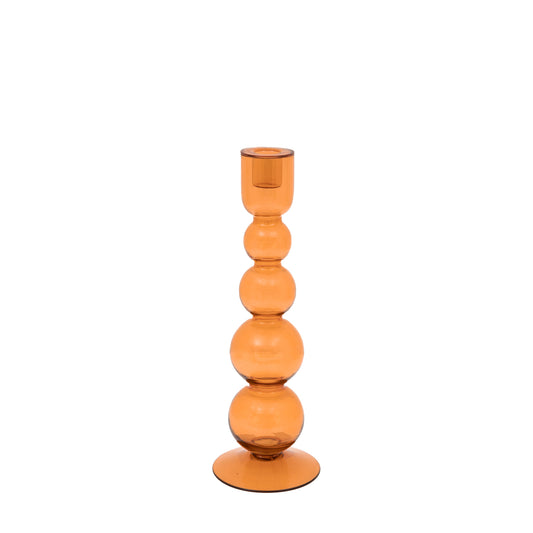 Villena Glass Taper Candlestick Amber