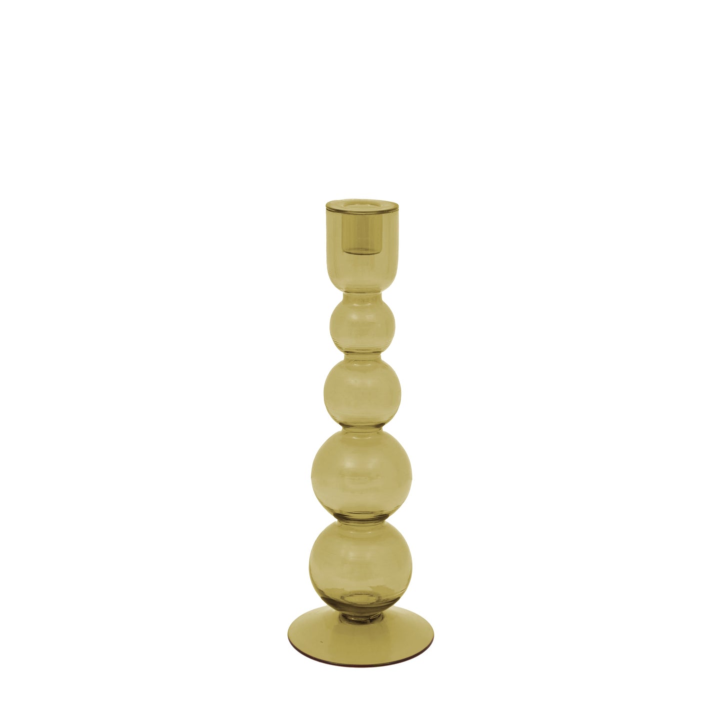 Villena Glass Taper Candlestick Olive