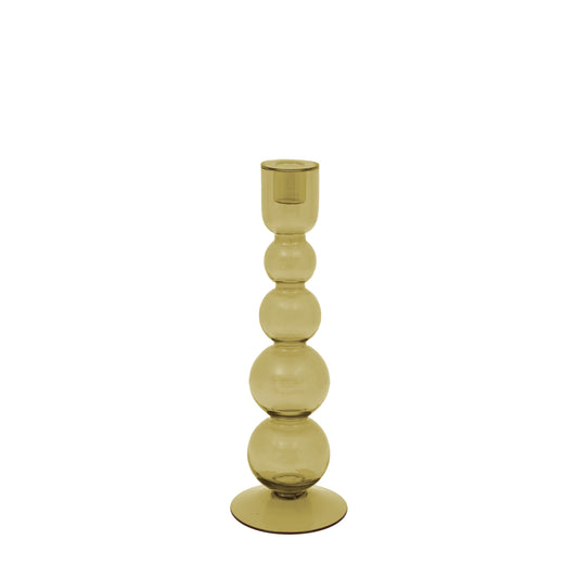 Villena Glass Taper Candlestick Olive
